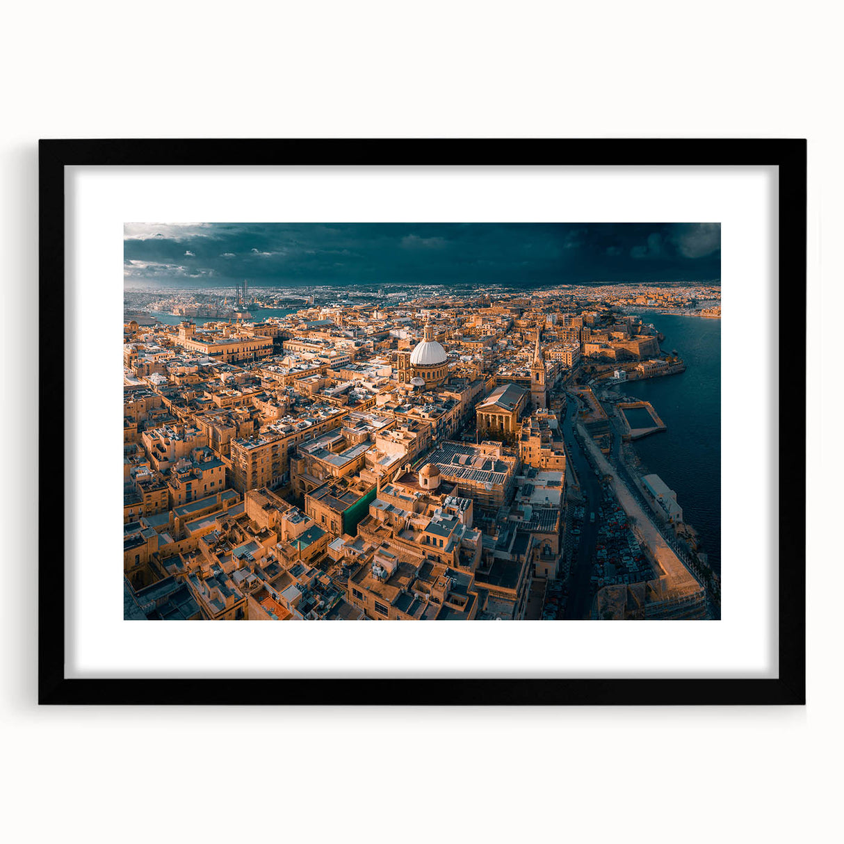 Extra large framed abstract art print of a colorful, textured European scenery, ideal for living room decor.