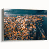 Landscape art painting of Malta on a framed canvas, featuring vibrant colors and vintage poster art style.