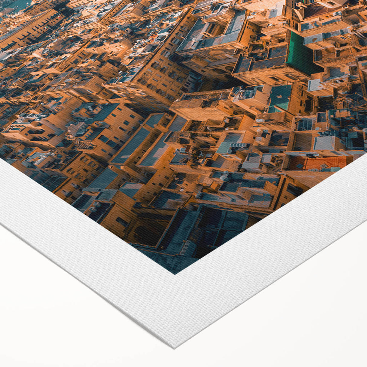 Art deco poster of Malta scenery on rolled canvas, featuring muted earth tones, perfect for dining room wall art.
