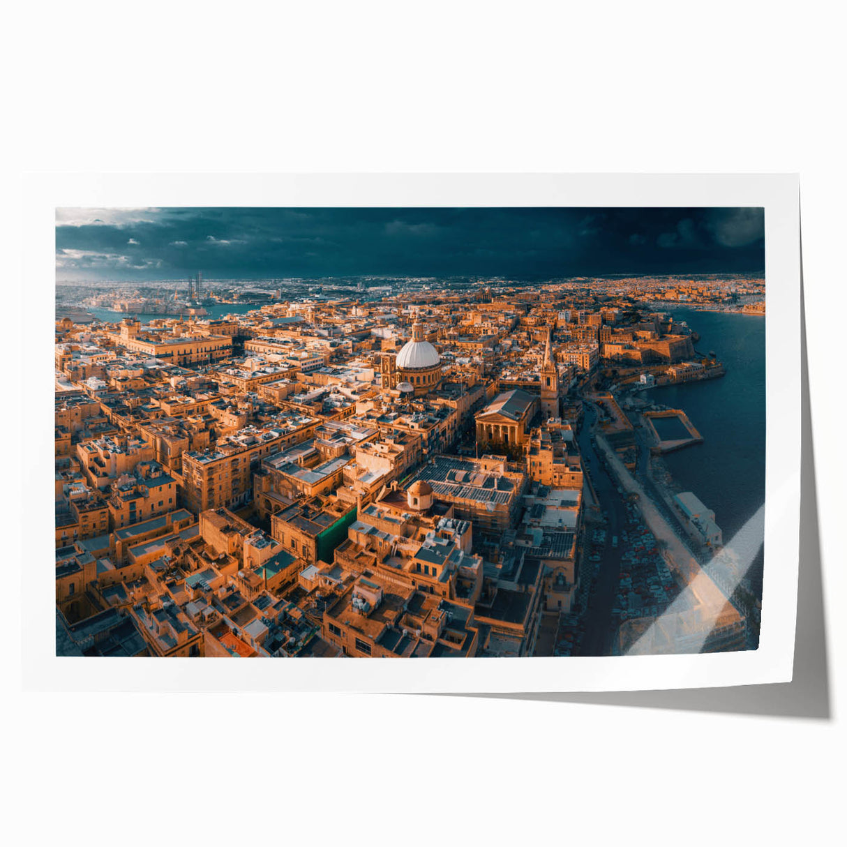 Extra large rolled print of a European Malta scenery with vibrant floral elements.