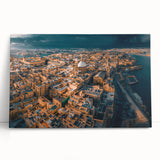 Black and white photograph of a European Malta scenery on large stretched canvas, ideal for kitchen wall art.
