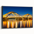 Black and white framed canvas of Amsterdam landscape with vintage poster art style, ideal for bedroom decor.