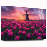 Large abstract wall art featuring a European scenery in muted earth tones on acrylic glass.