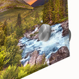 Large abstract wall art of a Norwegian landscape in muted earth tones on acrylic glass, ideal for dining room ambiance.