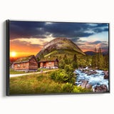 Black and white landscape art painting of a Norwegian scenery on framed canvas, suitable for bedroom wall decor.