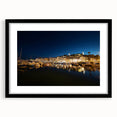 Extra large abstract art print of Porto scenery in vibrant colors on a textured canvas, framed in black.
