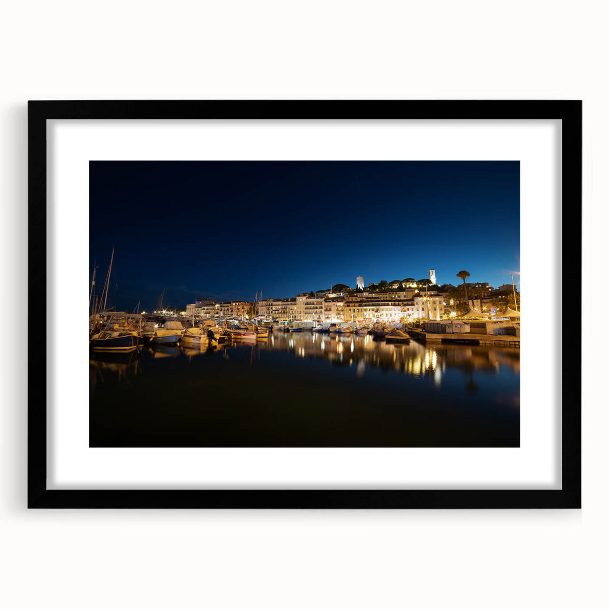Extra large abstract art print of Porto scenery in vibrant colors on a textured canvas, framed in black.
