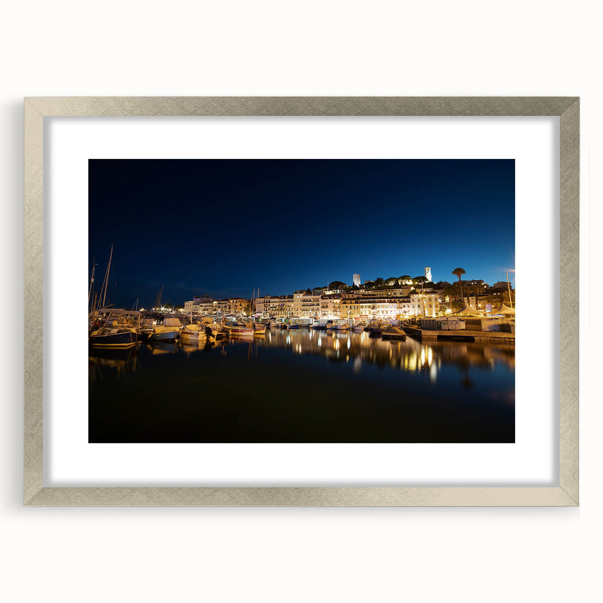 Extra large abstract art print of Porto scenery in textured silver frame, ideal for living room decor.