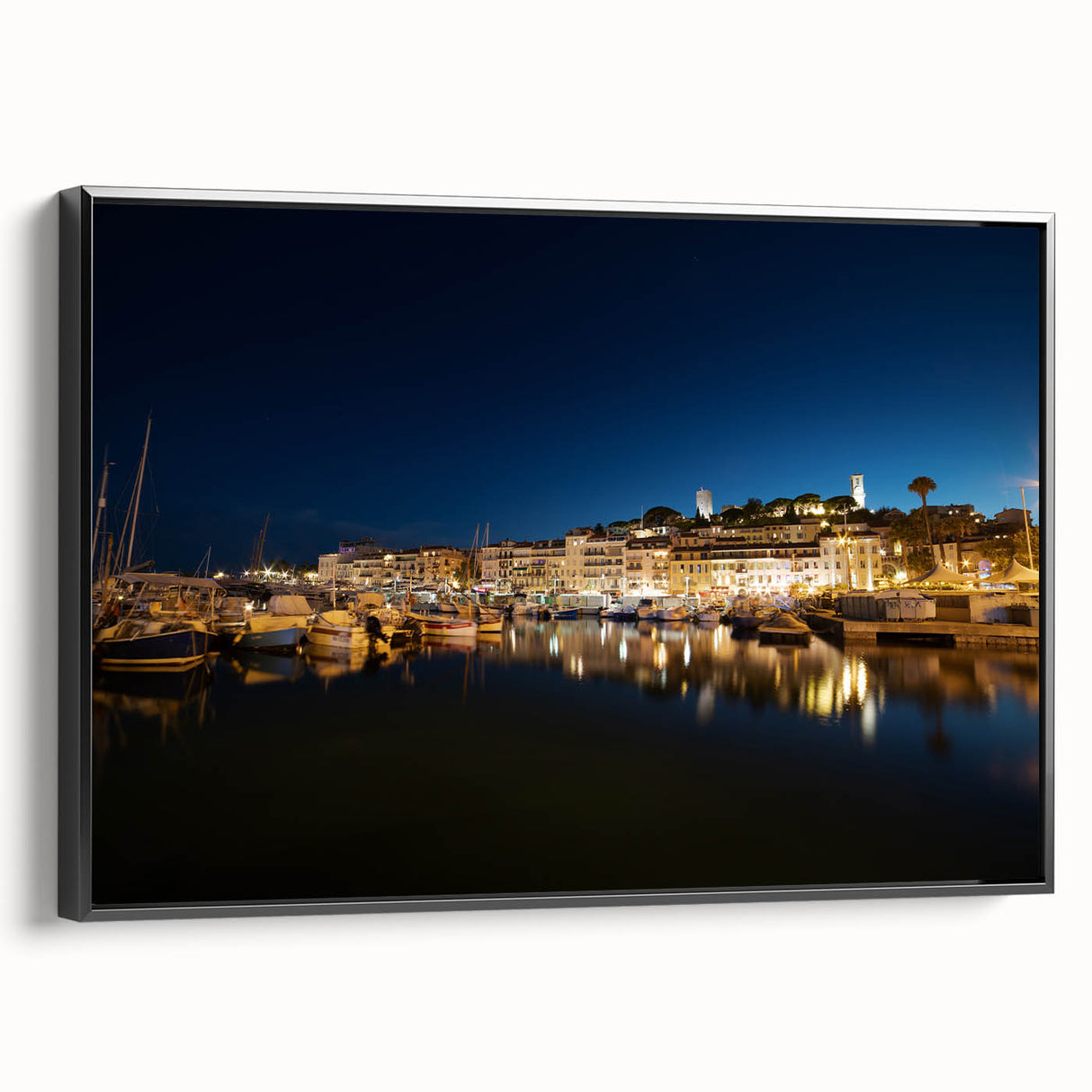 Black and white framed canvas of Porto landscape, ideal for bedroom wall art, features vintage poster style.