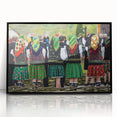 Large abstract wall art depicting a Romanian landscape in vibrant hues on a framed acrylic print.