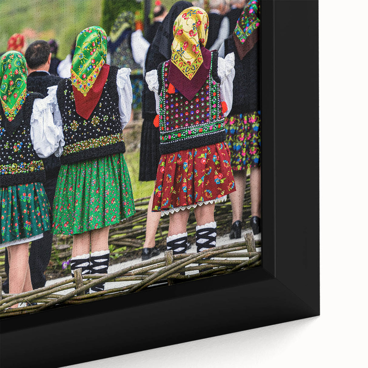 Extra large black wall art featuring a textured Romanian landscape on framed canvas, ideal for living room decor.