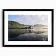 Extra large framed wall art depicting a colorful, textured abstract representation of a Scottish landscape.