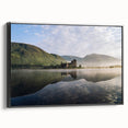 Black and white framed canvas depicting a vintage Scottish landscape, ideal for bedroom wall decor.