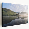 Scottish landscape scene on stretched canvas with muted green and blue tones, suitable for kitchen wall art.