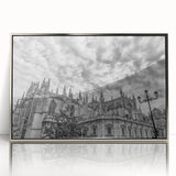 Mid-century modernist art depicting Andalucia landscape in muted earth tones on a silver-framed acrylic.