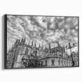 Black and white framed canvas depicting a vintage-style Andalusian landscape, ideal for bedroom wall art.