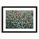 Extra large abstract art print of colorful, textured European scenery on a black framed canvas, ideal for living room decor.