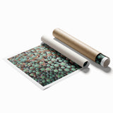 Rolled print of a floral scene in pastel shades, ideal for classy bathroom wall art or large living room decor.