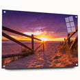 Acrylic print of a large abstract depiction of Valencia, featuring vibrant hues of blue and orange.