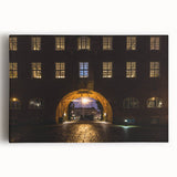 Black and white large art print of Stockholm's cityscape on stretched canvas, ideal for kitchen wall art.