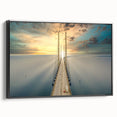 Black and white framed canvas featuring a vintage-style Swedish landscape, ideal for bedroom wall art.