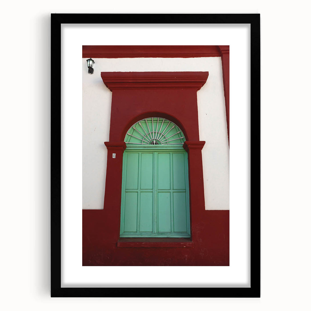 Extra large, textured abstract art print depicting colorful Baja California scenery on a framed black mat.