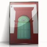 Mid-century modernist art depicting Baja California scenery in muted earth tones on a framed acrylic print.