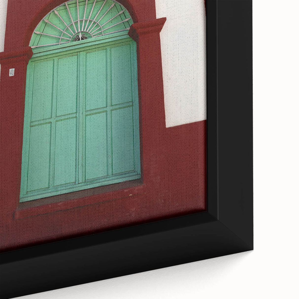 Framed canvas depicting a textured scene of Baja California with black outlines and colorful, vibrant details.