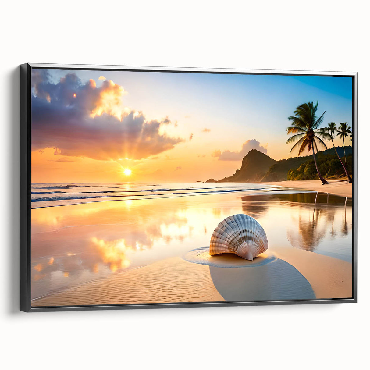 Black and white framed canvas of Cancun landscape, ideal for bedroom wall art with a vintage poster art style.