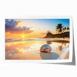 Extra large rolled print of Cancun scenery with vibrant floral elements, ideal for dining room wall art.