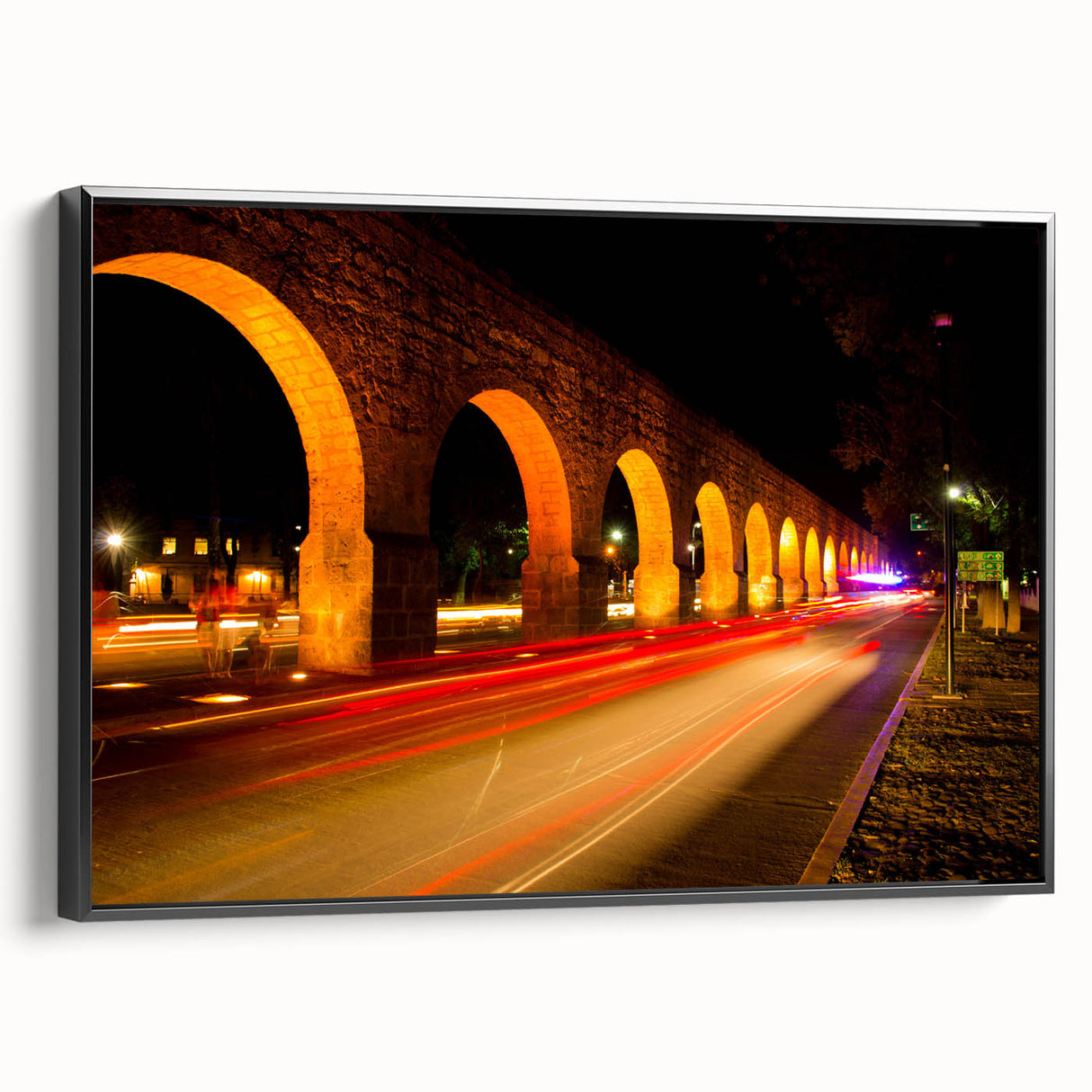 Black and white vintage poster art of Mexico City landscape on framed canvas, ideal for bedroom decor.