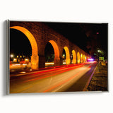 Framed canvas landscape art painting depicting a vintage Mexico City scene in colorful tones, ideal for living room decor.