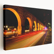 Side view of a stretched canvas depicting Mexico City scenery in muted earth tones, suitable for kitchen wall art.