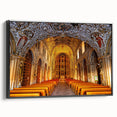 Black and white framed canvas of Oaxaca landscape, in a vintage poster style, ideal for bedroom decor.