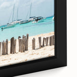 Extra large framed canvas featuring a textured black wall art scene of Quintana Roo, Mexico, with vibrant, colorful accents.