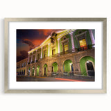 Textured art depicting an abstract Yucatan scenery in muted earth tones, framed in silver, ideal for bedroom art.