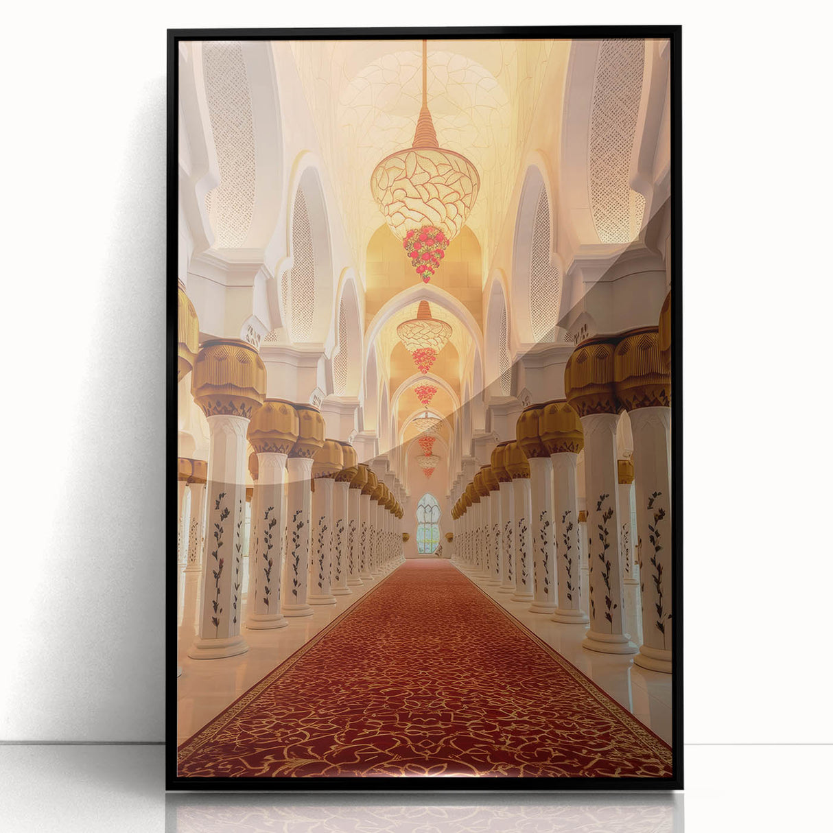 Large abstract wall art of Dubai skyline in black and white tones on framed acrylic, suitable for modern art wall decor.