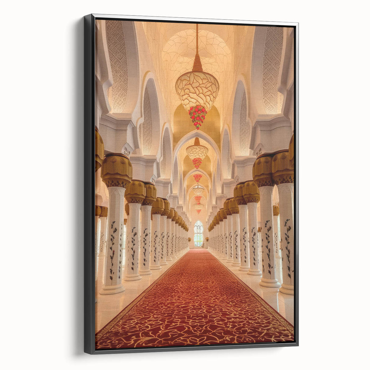Black and white framed canvas of Dubai skyline, ideal for bedroom wall art.