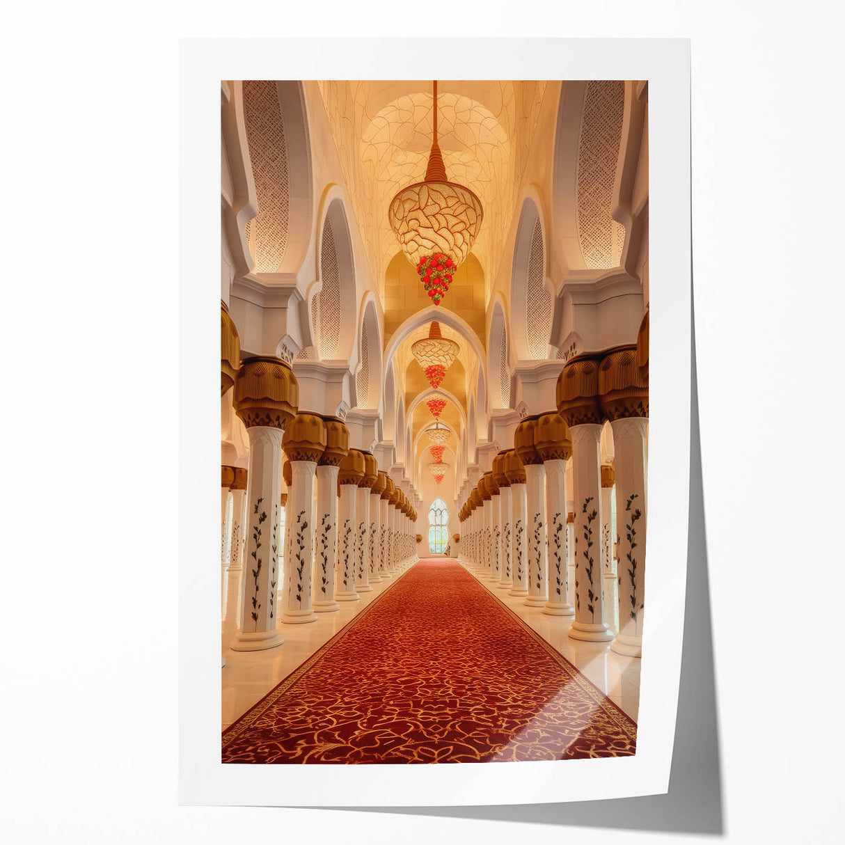 Rolled print of Dubai skyline in muted earth tones, ideal for art wall dining room.