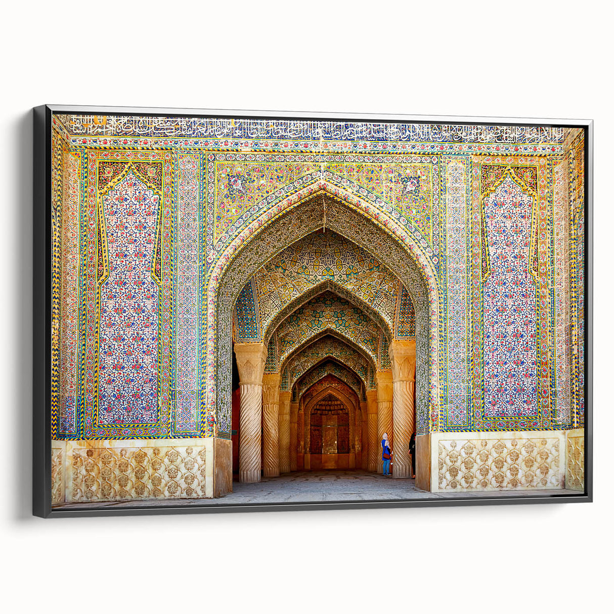 Black and white landscape art painting of Middle Eastern scenery on framed canvas, suitable for bedroom wall decor.