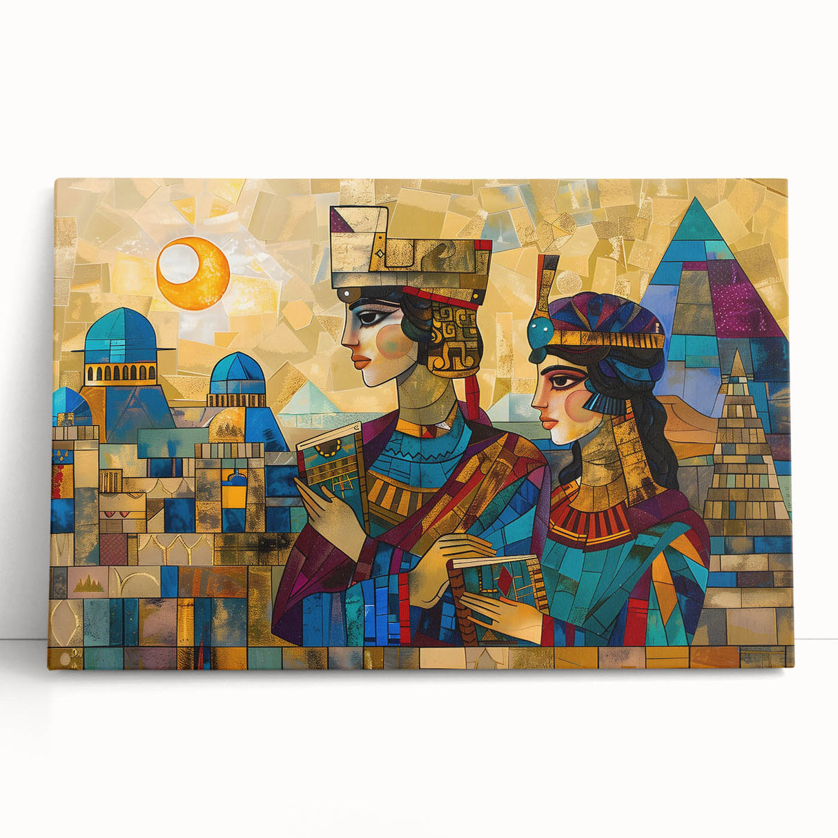 Black and white print of Middle Eastern scenery on stretched canvas, suitable as large kitchen wall art or bedroom decor.
