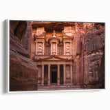 Vintage poster art of a Middle Eastern Jordan scenery on a framed canvas, featuring colorful art in extra large format.