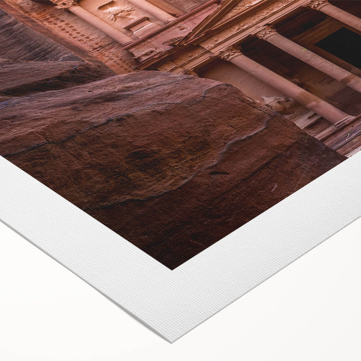 Art deco poster of a Jordanian landscape in muted earth tones on rolled canvas, suitable for dining room decor.
