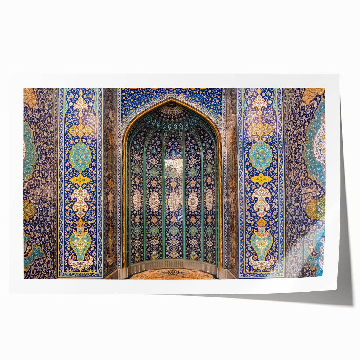 Extra large rolled print depicting a serene Omani landscape with soft pastel colors, ideal for dining room wall art.