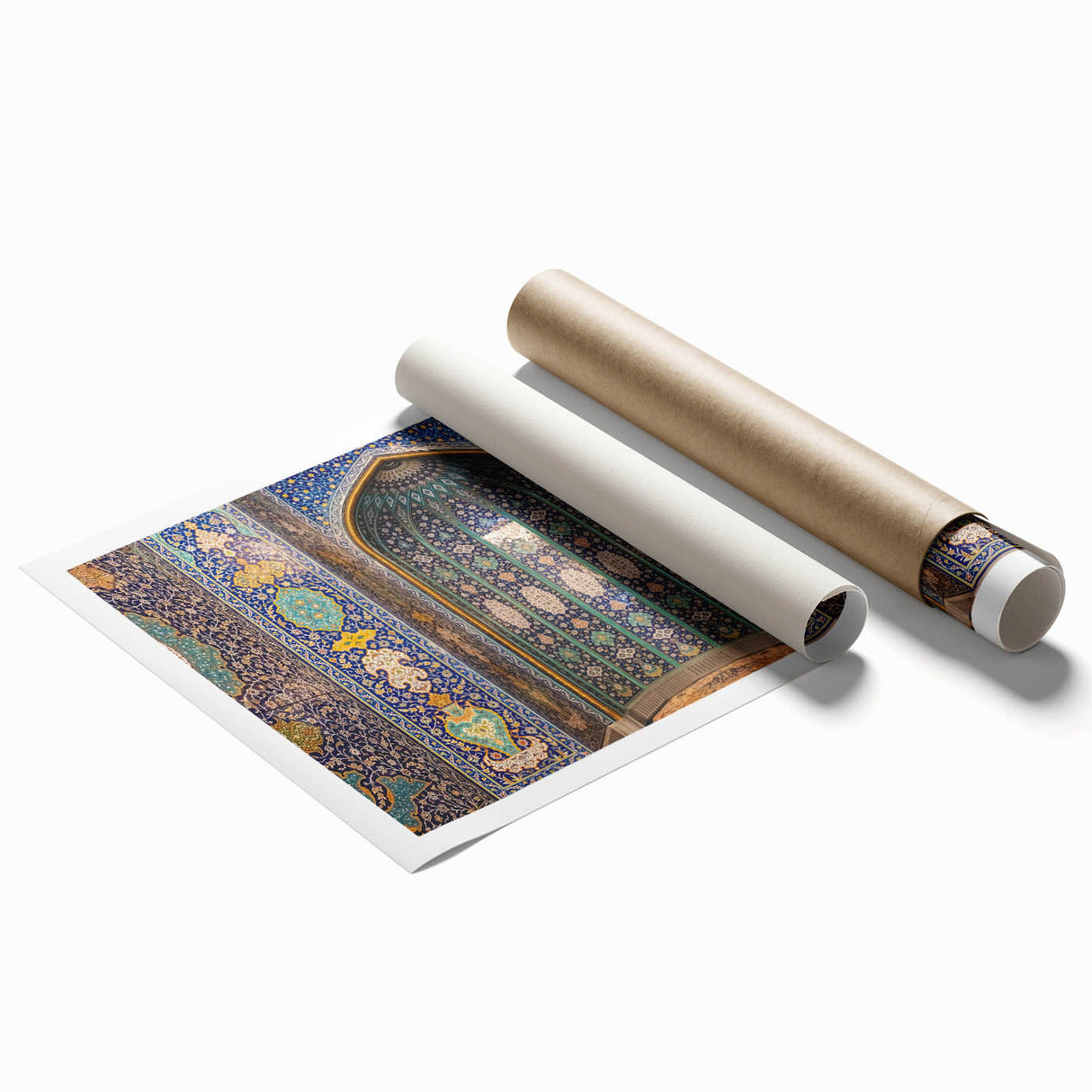Extra large rolled print featuring a serene Oman landscape with soft floral elements, ideal for classy bathroom wall art.