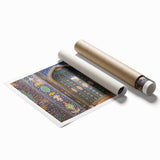 Extra large rolled print featuring a serene Oman landscape with soft floral elements, ideal for classy bathroom wall art.