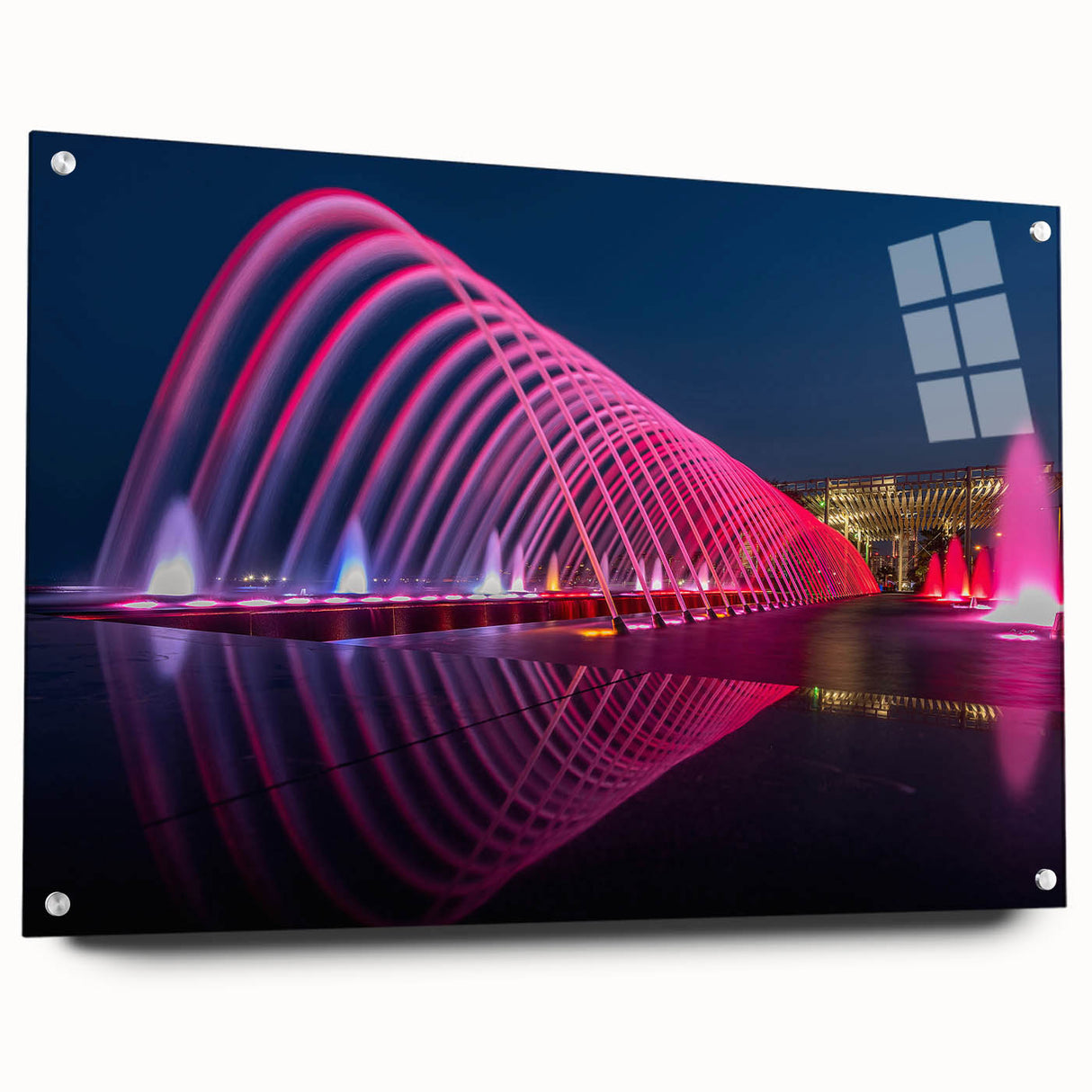 Large abstract wall art of a Middle Eastern Qatar scenery on acrylic glass, ideal for bedroom or dining room decor.