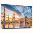 Acrylic glass print of an abstract Middle Eastern scenery in muted earth tones, suitable for bedroom or dining room decor.