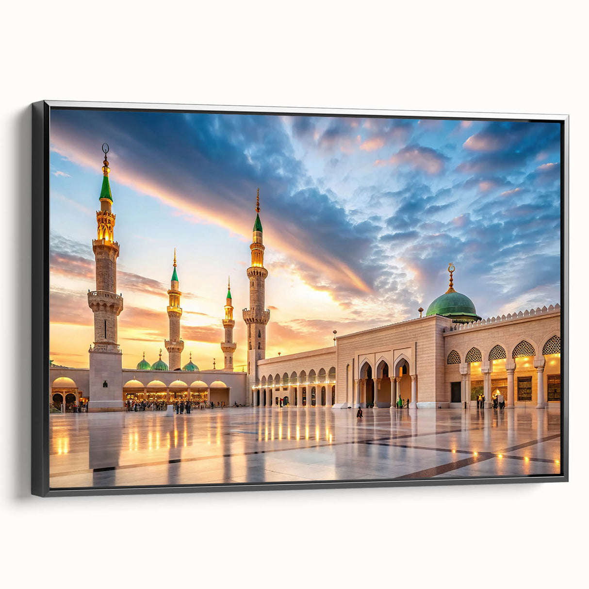 Black and white framed canvas of a vintage Saudi Arabian landscape, ideal for bedroom decor.