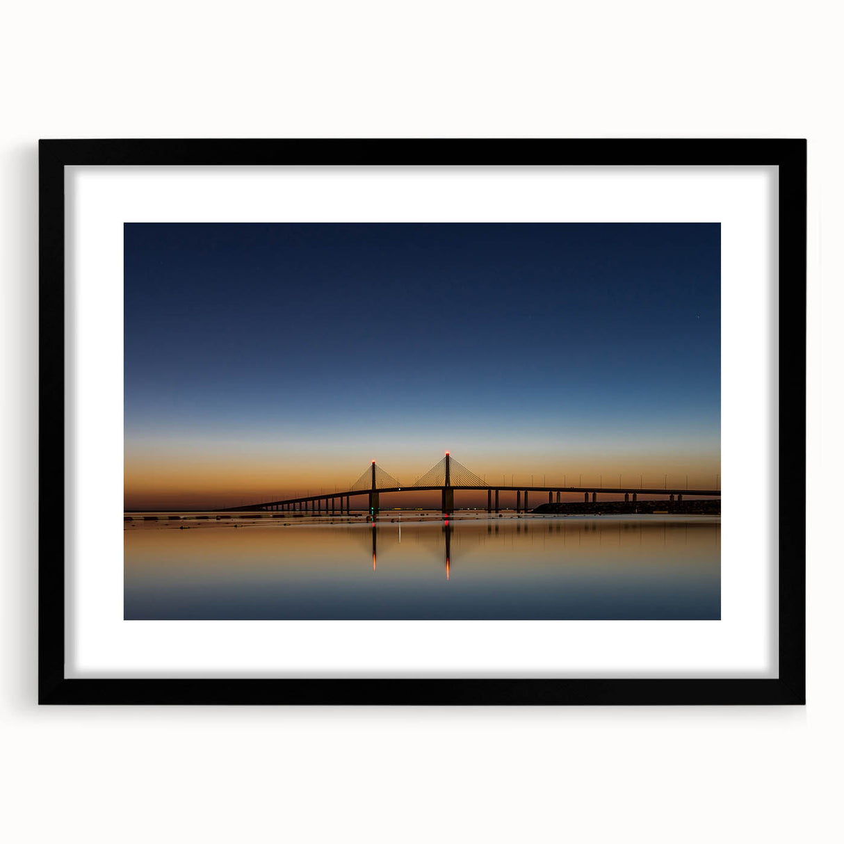 Abstract art print of a colorful, textured scenery depicting Abu Dhabi skyline on a large, framed canvas.